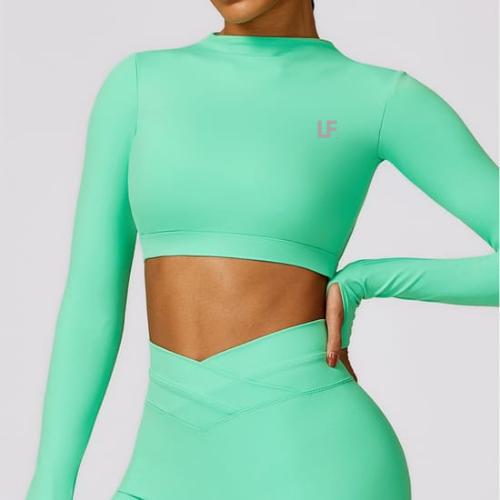 Long Sleeve Open Back Crop Top
